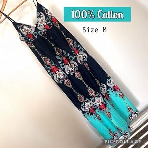 Xhilaration 100% Cotton Blue Teal Maxi Dress Target Long Summer Spring Long